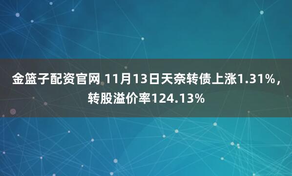 金篮子配资官网 11月13日天奈转债上涨1.31%，转股溢价率124.13%