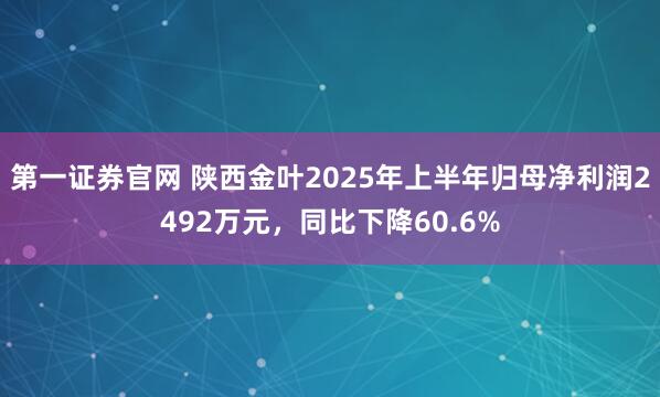 第一证券官网 陕西金叶2025年上半年归母净利润2492万元，同比下降60.6%